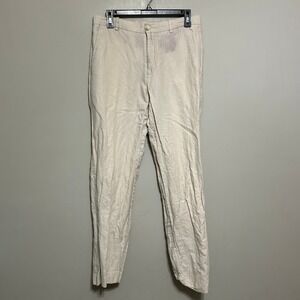 Perry Ellis Men's Linen Blend Pants 30/32 Beige‎ Herringbone Casual FLAW